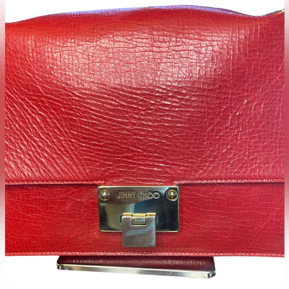 JIMMY CHOO REBEL RED LEATHER SHOULDER/CROSSBODY BAG - Picture 3 of 15